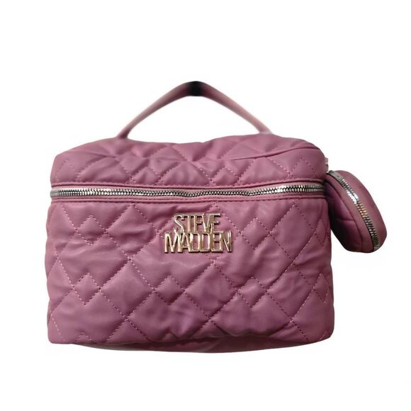 Steve Madden Quilted Zip Around Travel Cosmetic Case- Rose - Picture 2 of 11